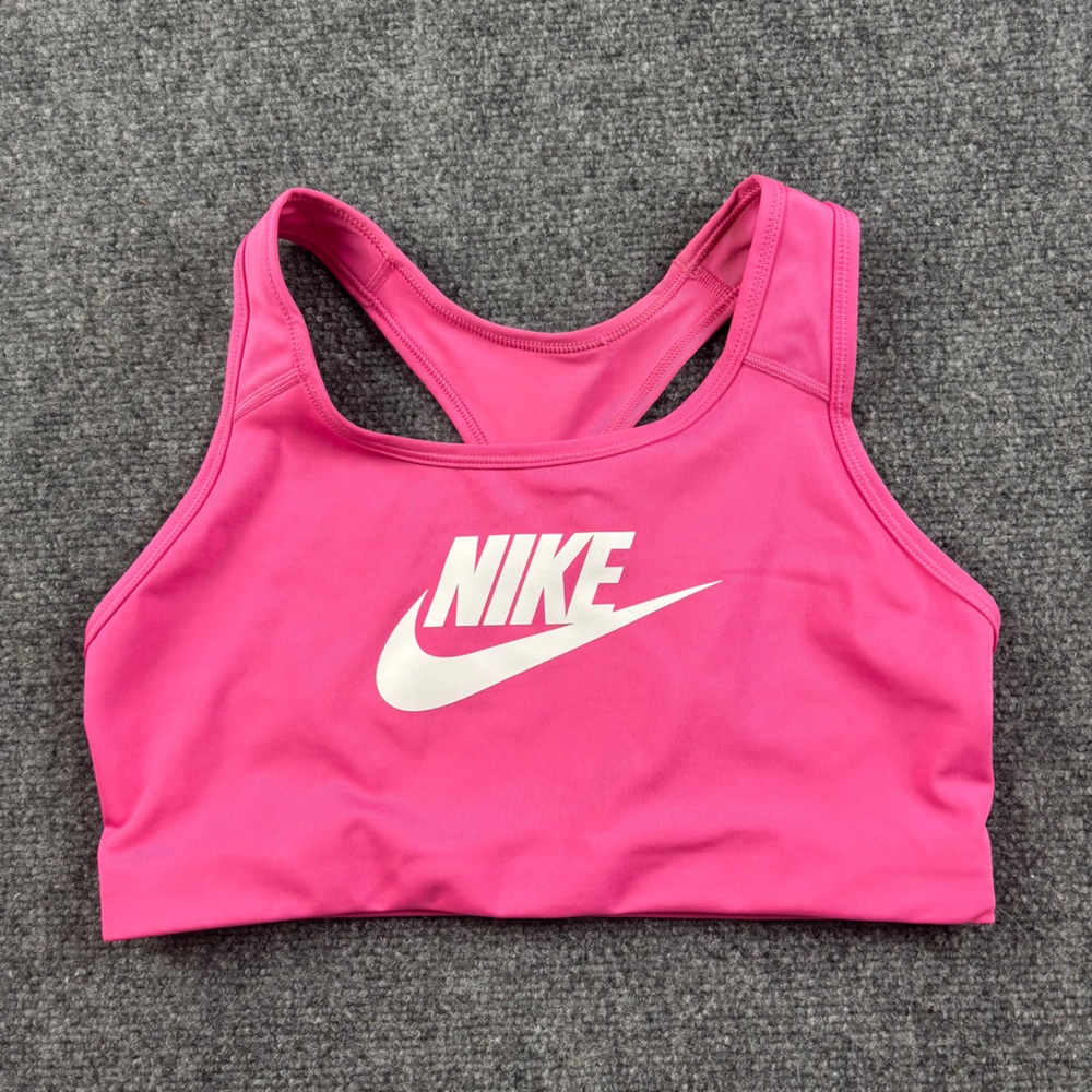 NIKE Women’s Pink/White Swoosh Sports Bra size: Large